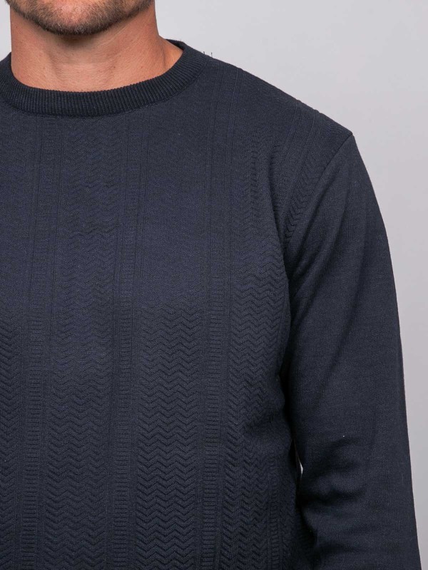 Pull fin col rond jacquard...