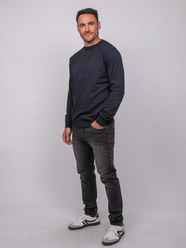 Pull fin col rond jacquard...