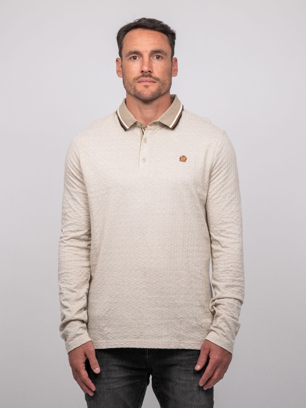 Polo jacquard col rayé...