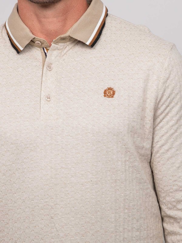 Polo jacquard col rayé...