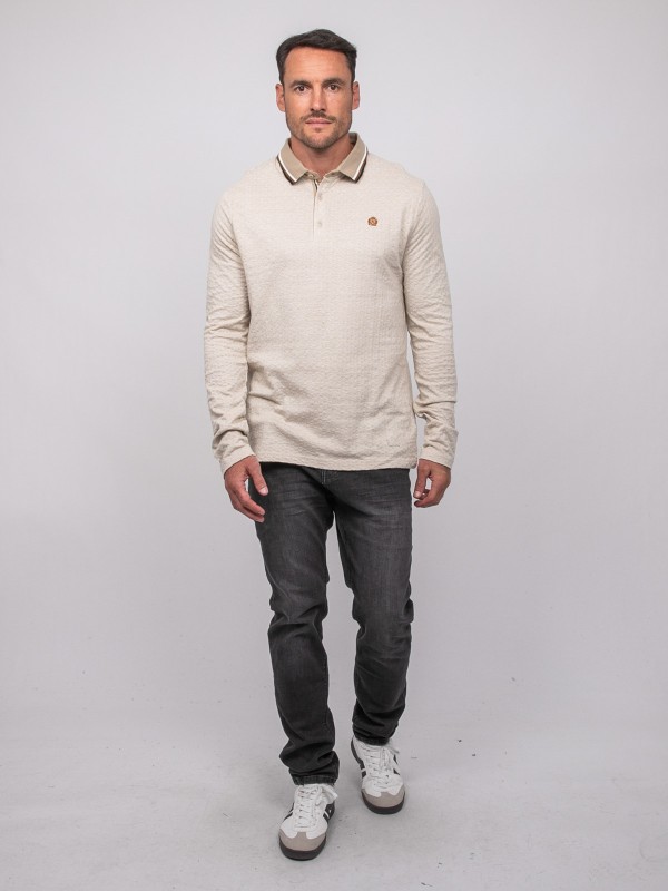 Polo jacquard col rayé...