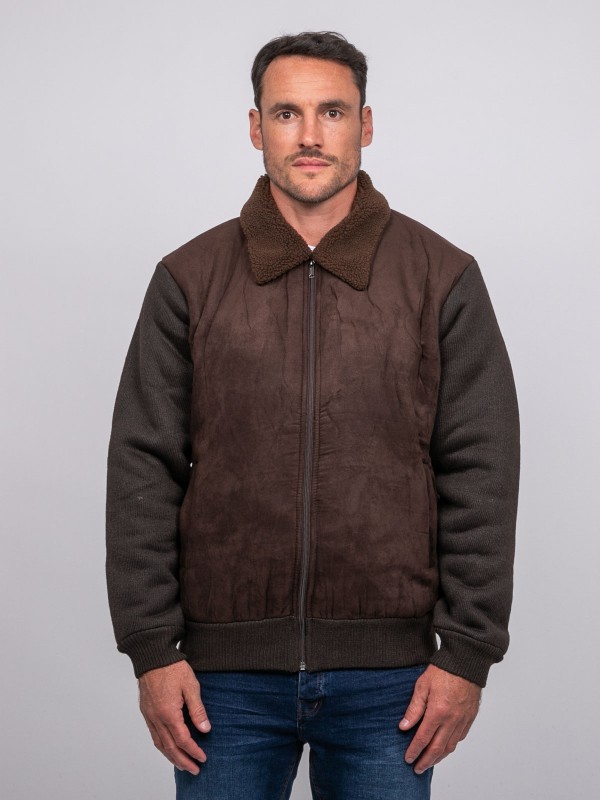 Blouson aviateur bi-matière...