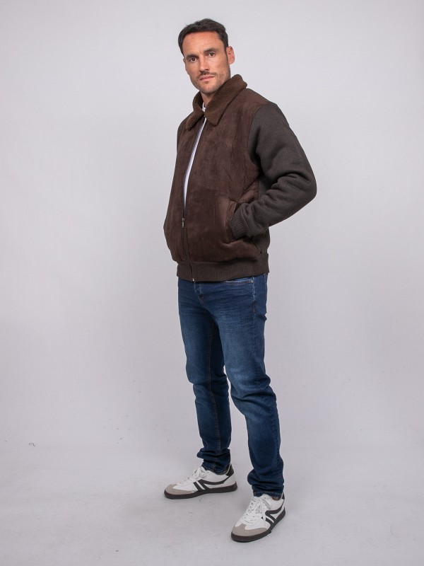 Blouson aviateur bi-matière...