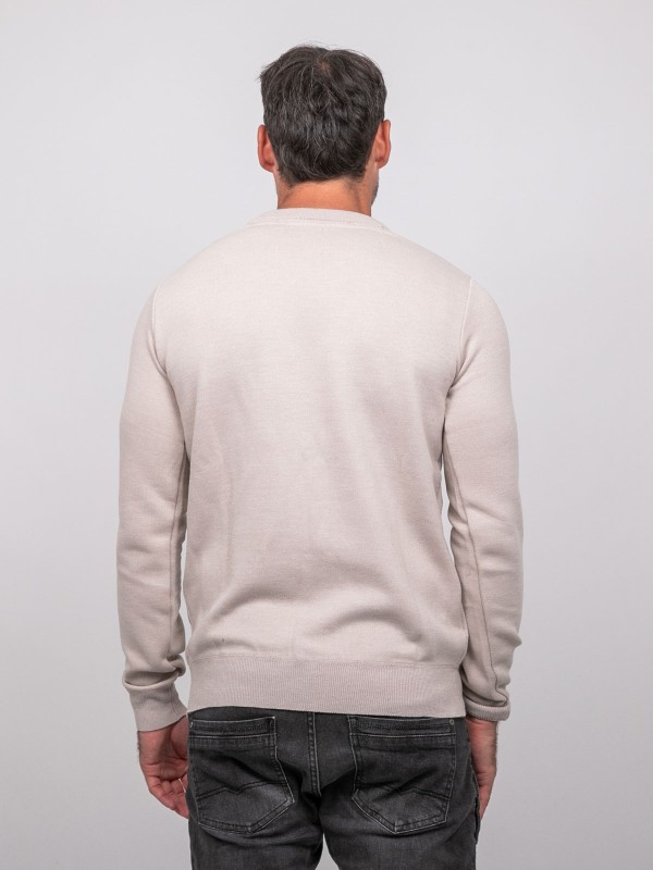 Pull col V LAMBOISE - Beige