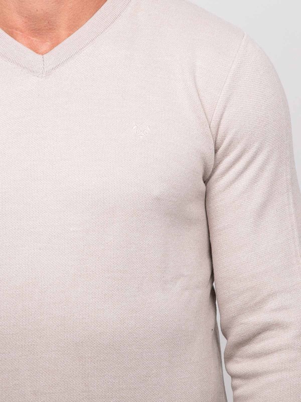 Pull col V LAMBOISE - Beige