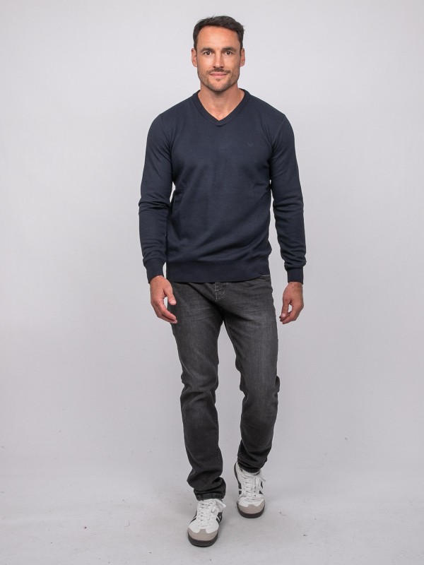 Pull col V LAMBOISE - Bleu...