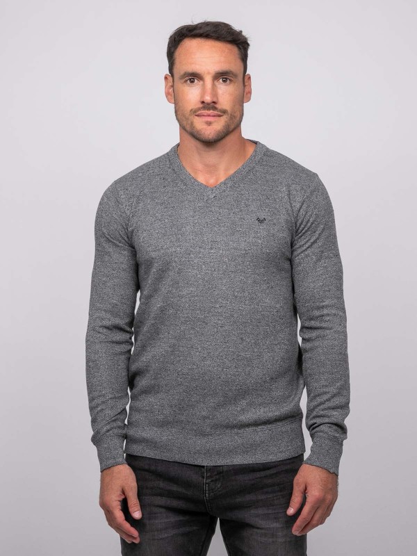 Pull col V LAMBOISE - Gris...