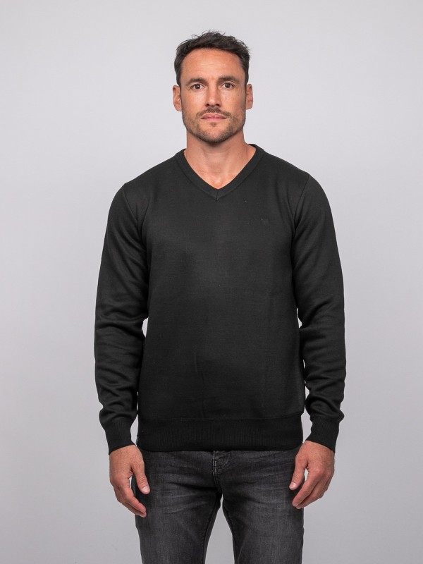 Pull col V LAMBOISE - Negro