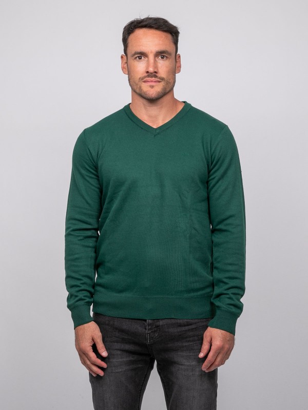 Pull col V LAMBOISE - Verde