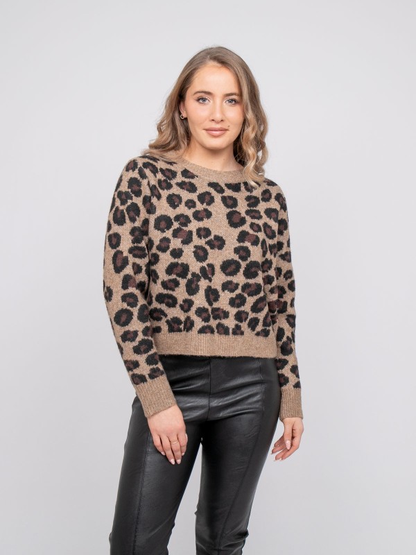 Pull laine motifs léopard...