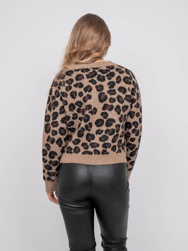 Pull laine motifs léopard...